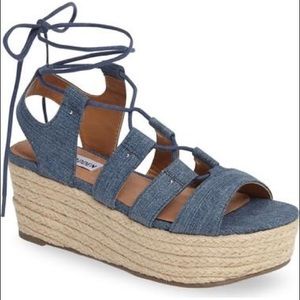 Steve Madden Brayla Denim Fabric Espadrille Wedges
